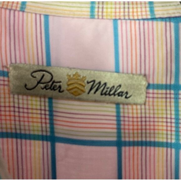 Peter Millar Pink & Blue Plaid Button-Down Cotton Dress Shirt, Men's XL - Picture 5 of 8